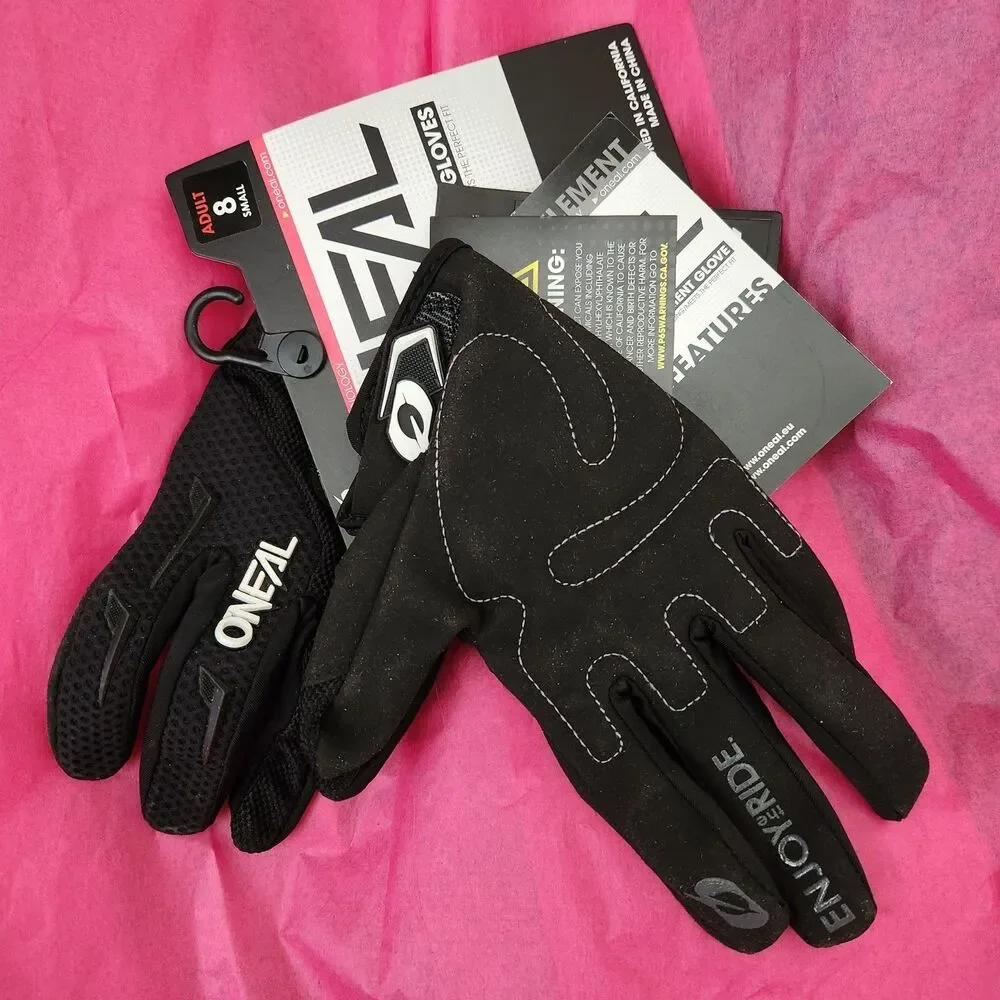 O'Neal Element Gloves Adult Size 8 Small Black Racewear Motocross Dirtbike NWT